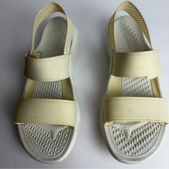 Crocs Lite ride Sandals Women's Size 9 Shoes White Yellow Waterproof Summer - Picture 6 of 9